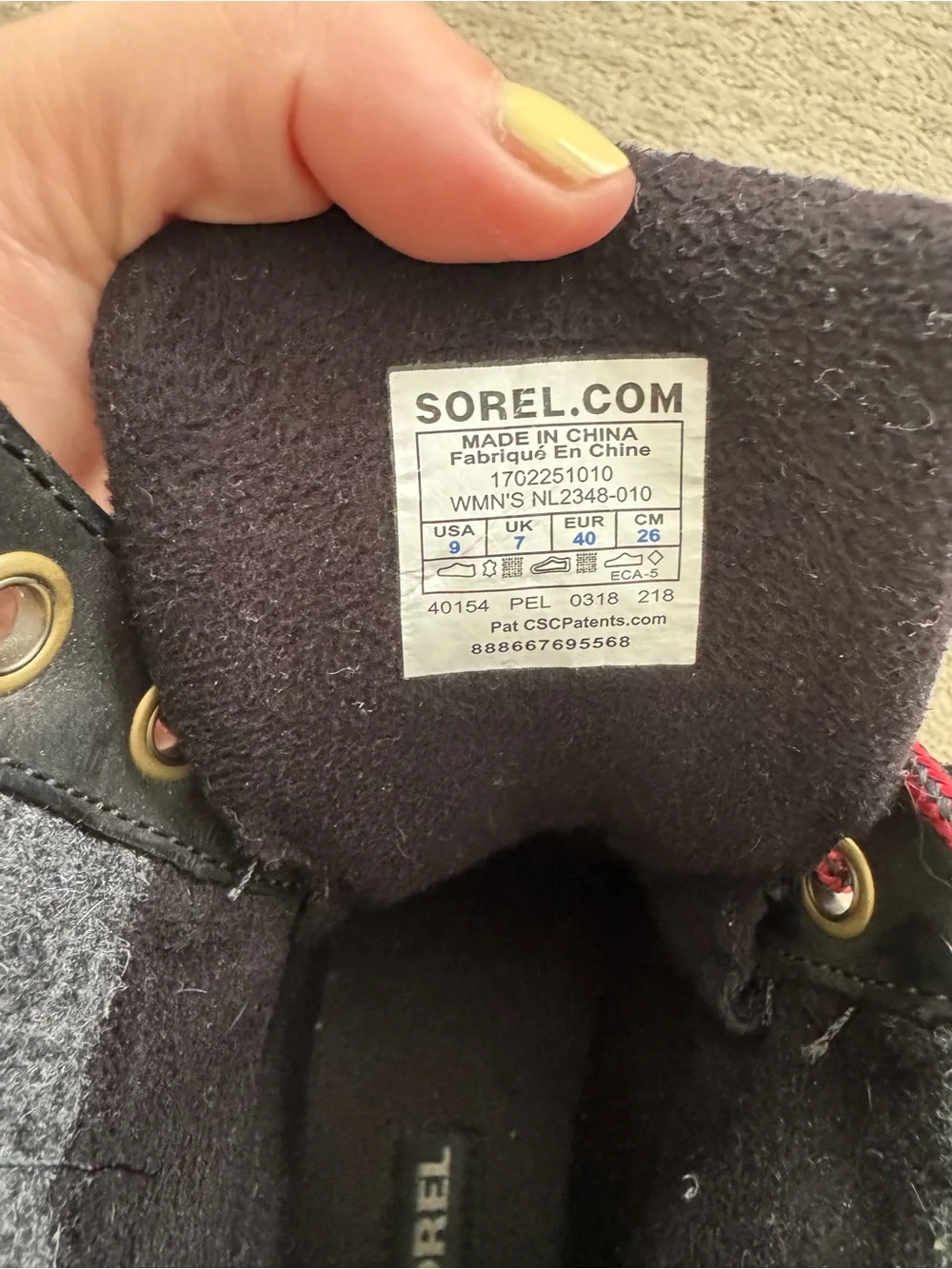 Sorel Gray Winter Lace-Up Boots with Red Accent Laces